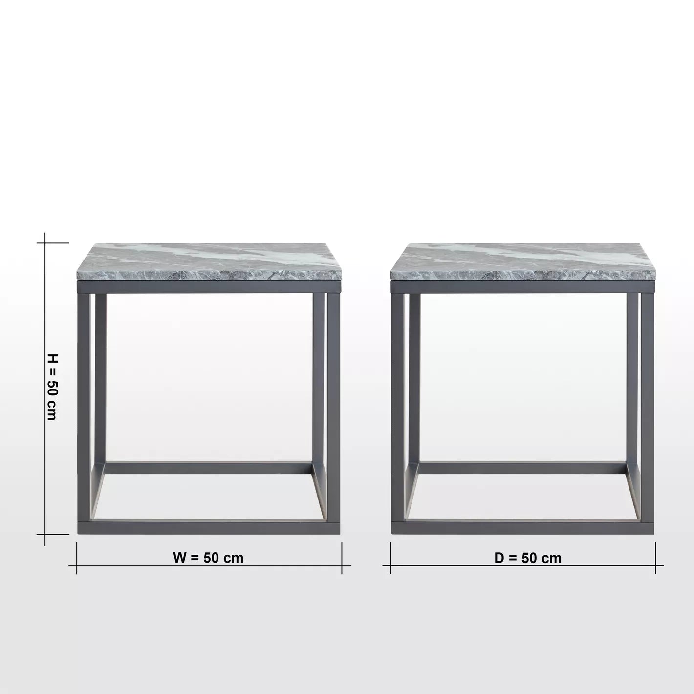 Grey Marble Side Table Steel Stand