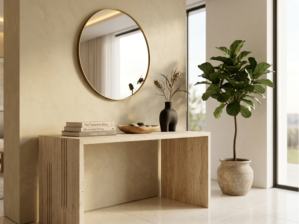 Natural Travertine Console Table