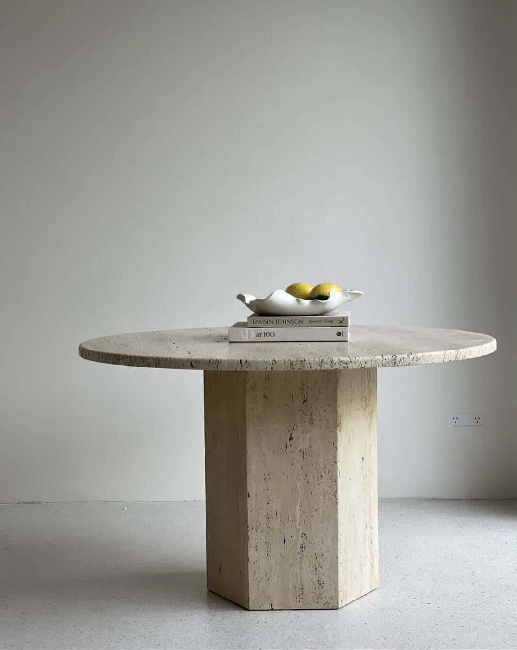 Round Travertine Marble Dining Table