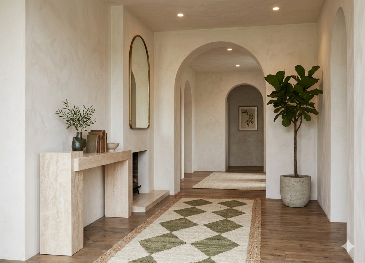 Travertine Beige Standing Console Table