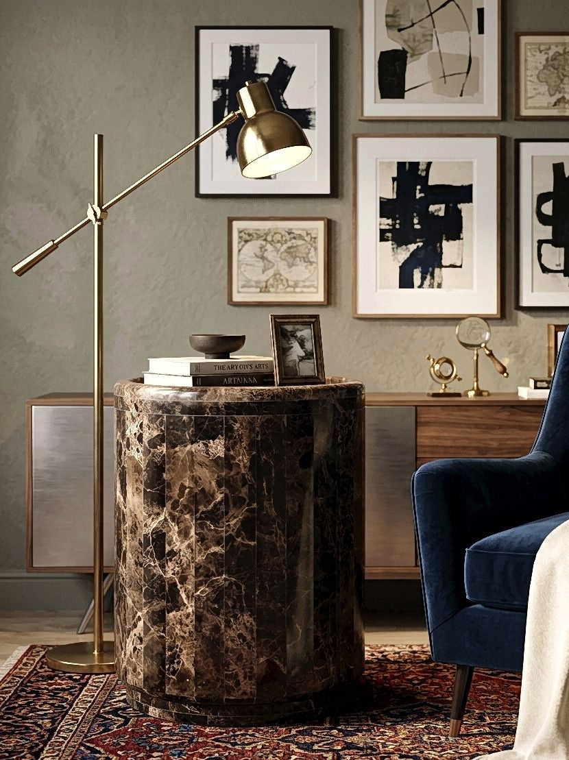Dark Emprador Marble Side Table