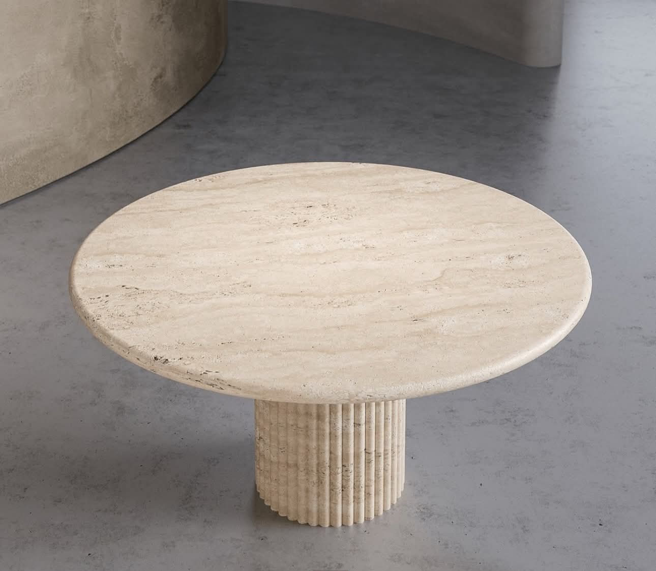 Unfilled Travertine Coffee Round Table