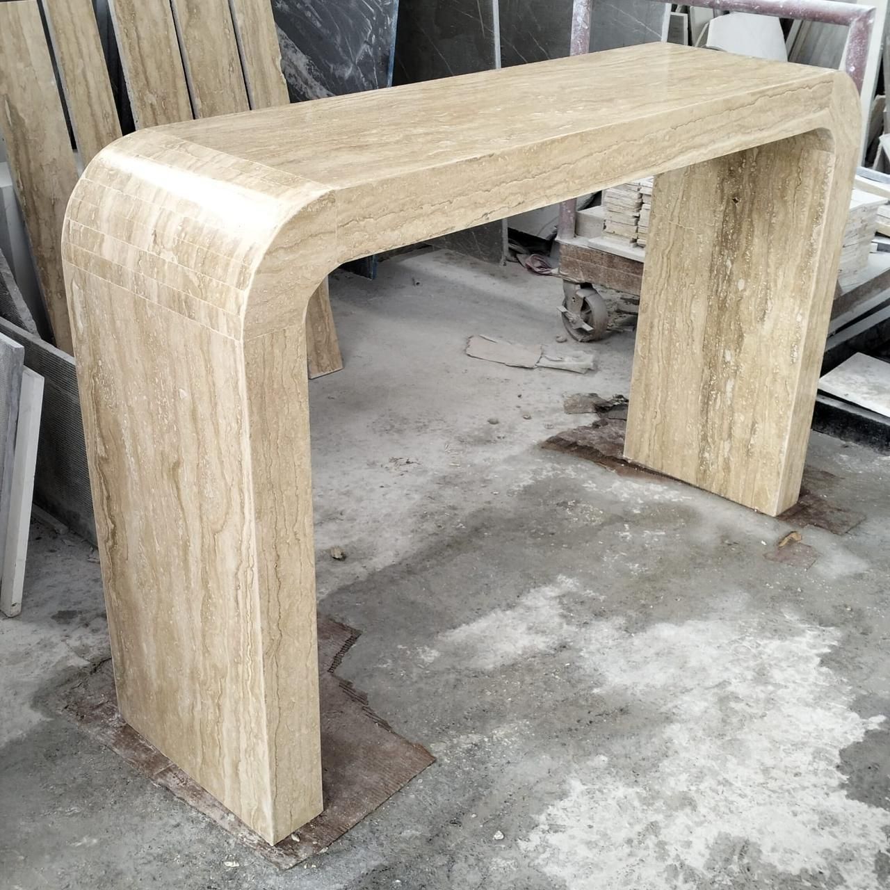Polished Travertine Console Table