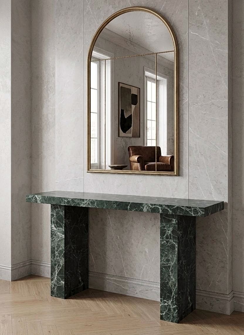Natural Ming Green Console Table