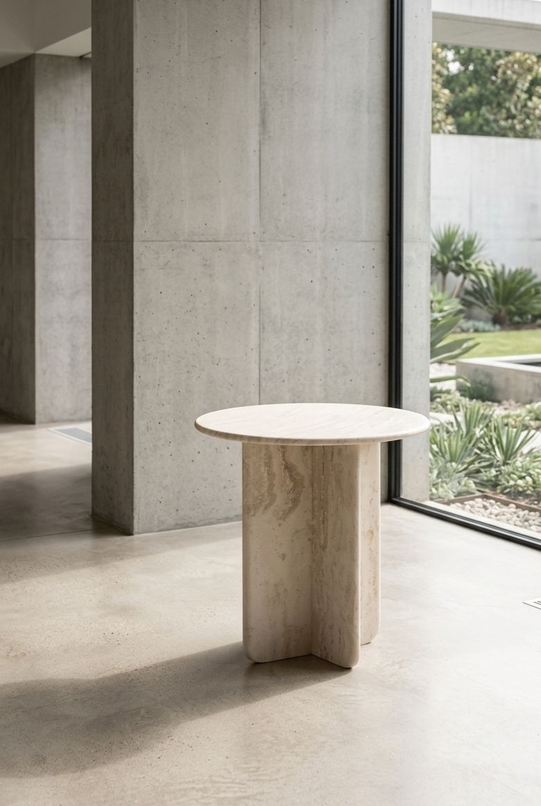 Natural Filled Travertine Side Table