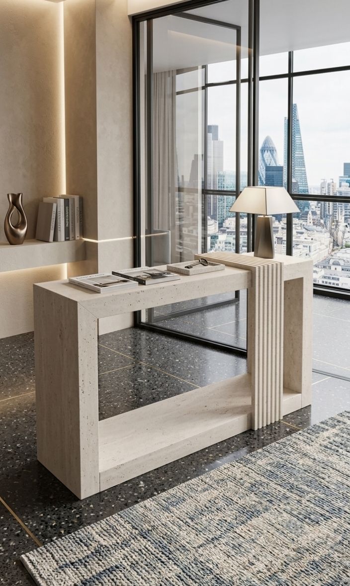 Travertine Console Table
