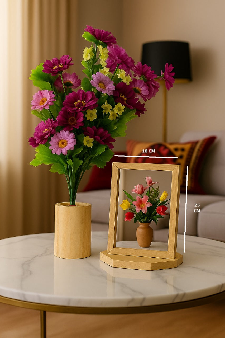 Natural Travertine Mirror & Vase Set