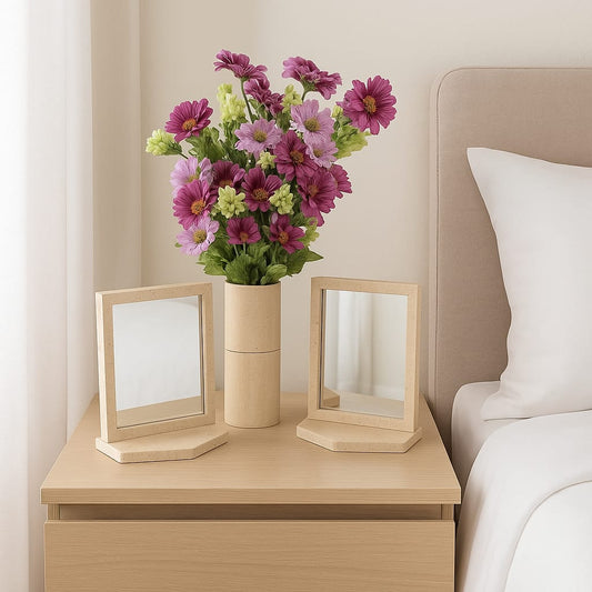 Natural Travertine Marble Frame &; Base Stand Mirror