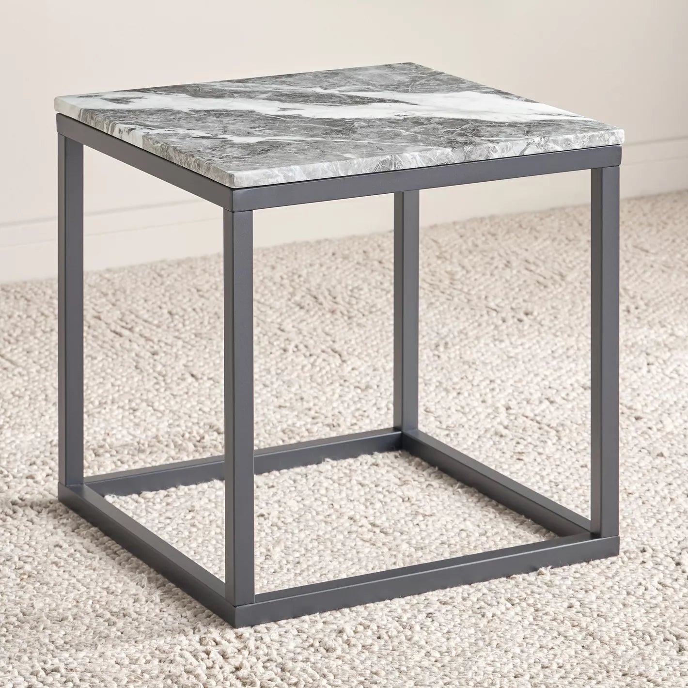 Grey Marble Side Table Steel Stand