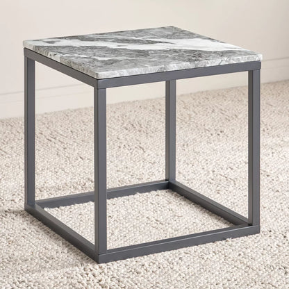 Grey Marble Side Table Steel Stand