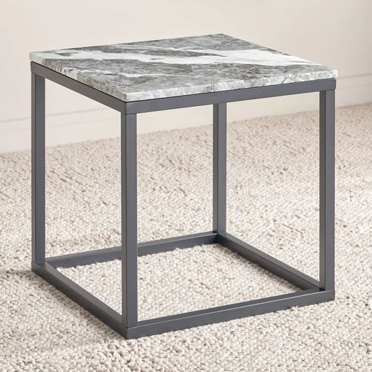 Grey Marble Side Table Steel Stand