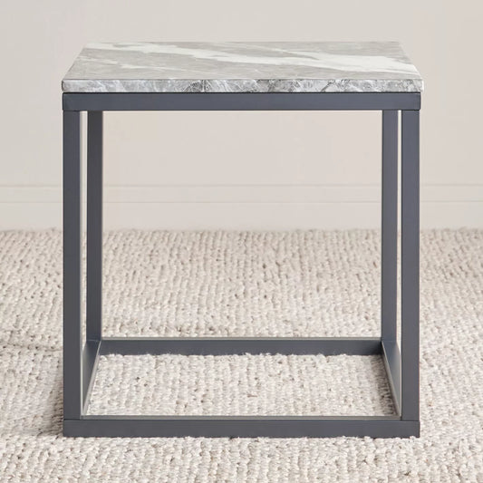 Grey Marble Side Table Steel Stand
