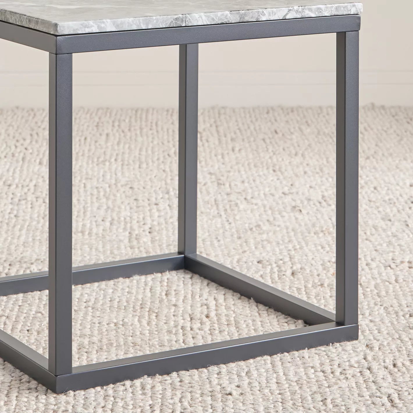 Grey Marble Side Table Steel Stand
