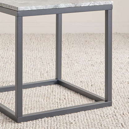 Grey Marble Side Table Steel Stand