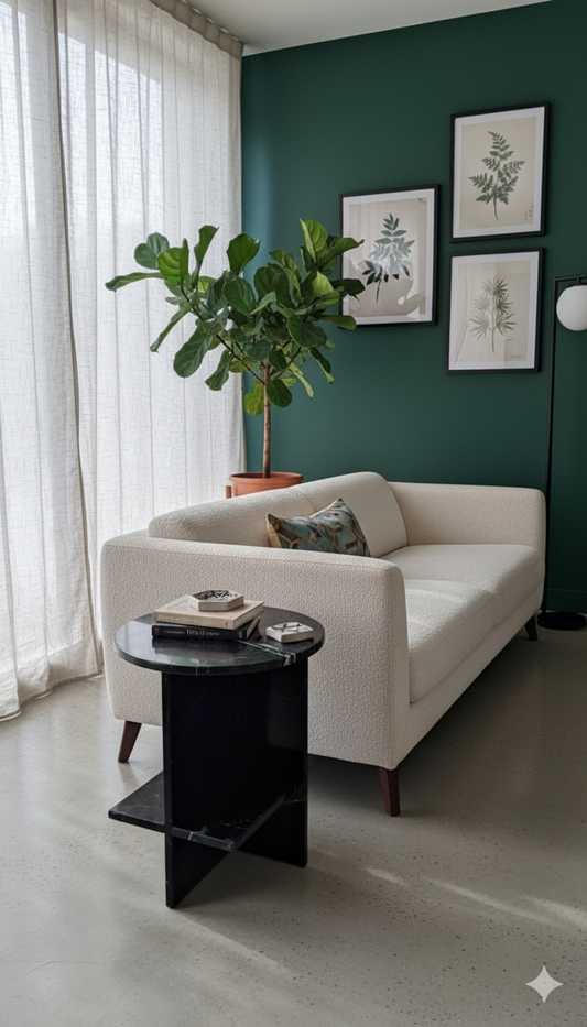 Natural Black Marqina Marble Side Table