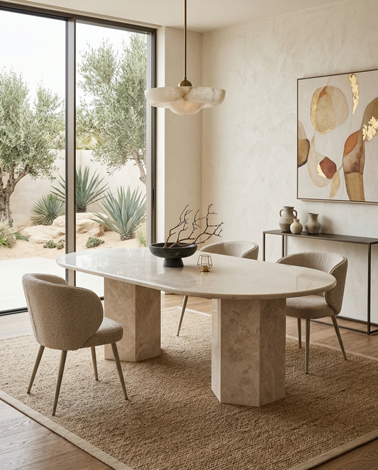 Omani Beige Half Moon Dining Table