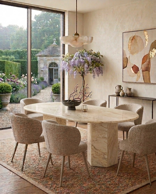 Volakas Marble Half Moon Dining Table