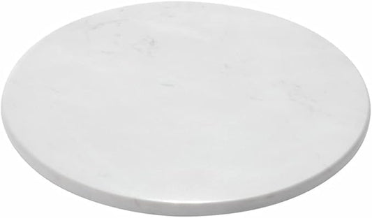 Natural Ibiza White Marble Round Tray Glossy Pastry Board for Dessert, Cheese, Coffee, Smooth Surface 30Cm Dia