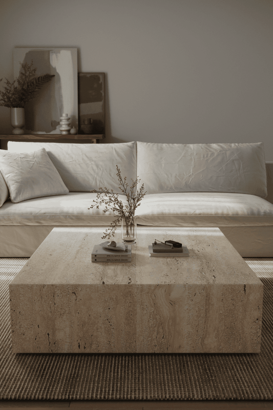 Travertine Marble Cube Coffee Table – Natural Stone