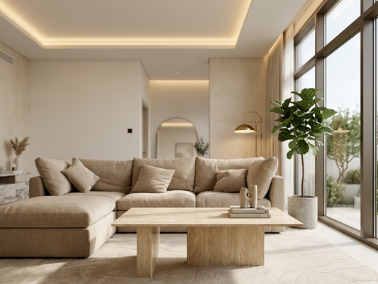 Natural Travertine Rectangular Coffee Table With Legs