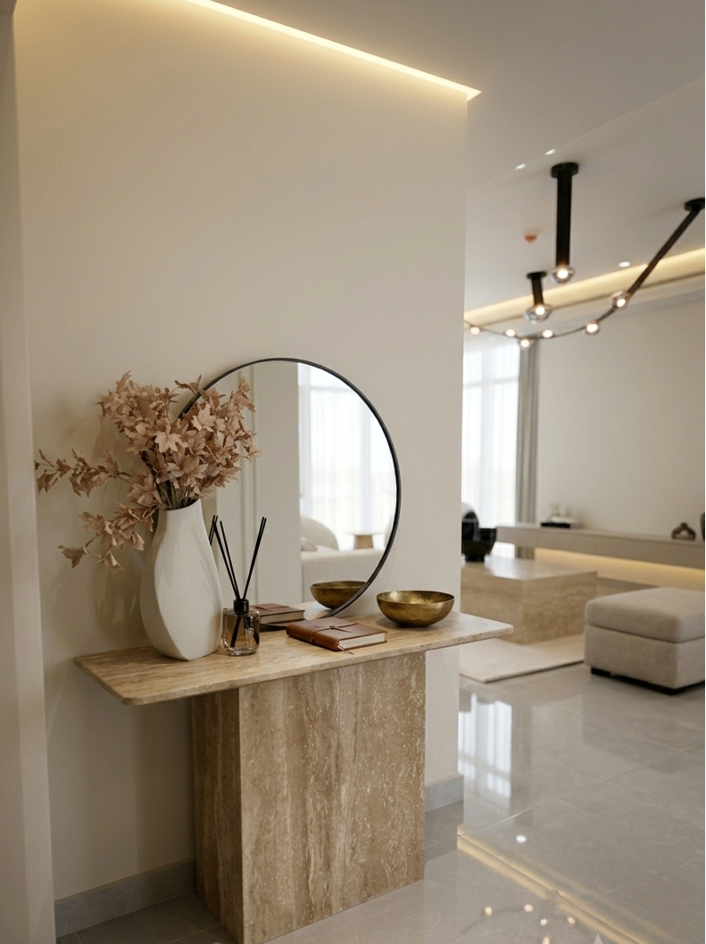Natural Travertine Console Table