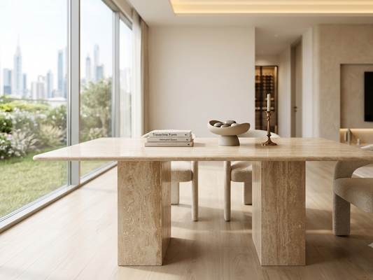Natural Travertine Rectangular Dining Table