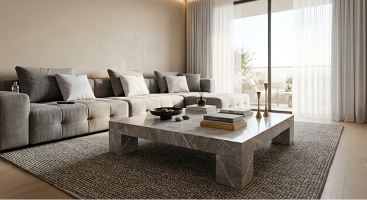 Natural Fiorde Basco Marble Square Coffee Table With Four Legs