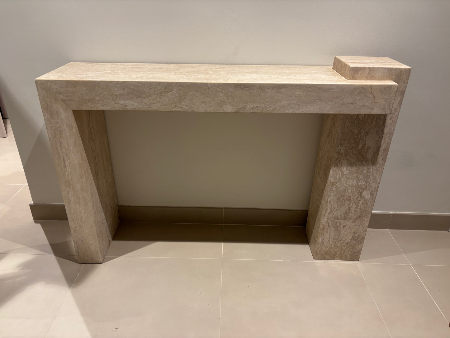 Travertine Beige Standing Console Table