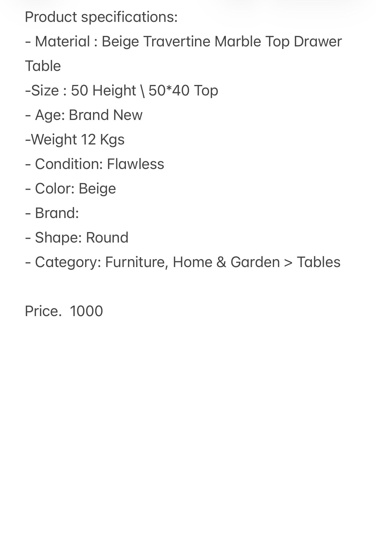 Bedside Table With Drawers And Travertine Top