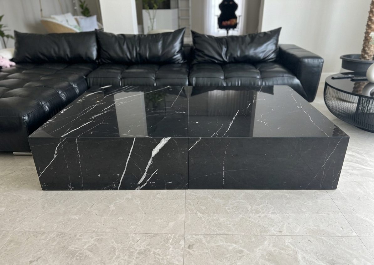 Natural Black Marqina Marble Rectangular Coffee Table