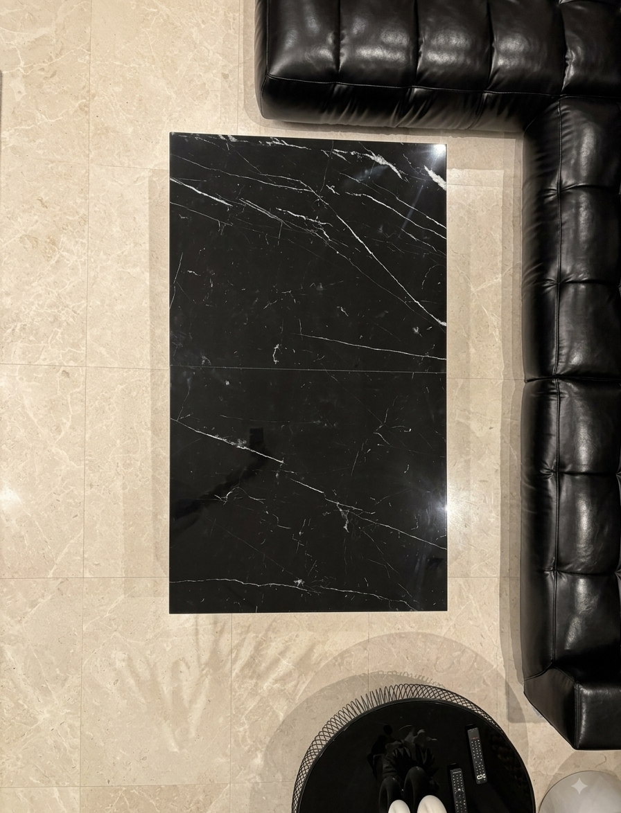 Natural Black Marqina Marble Rectangular Coffee Table