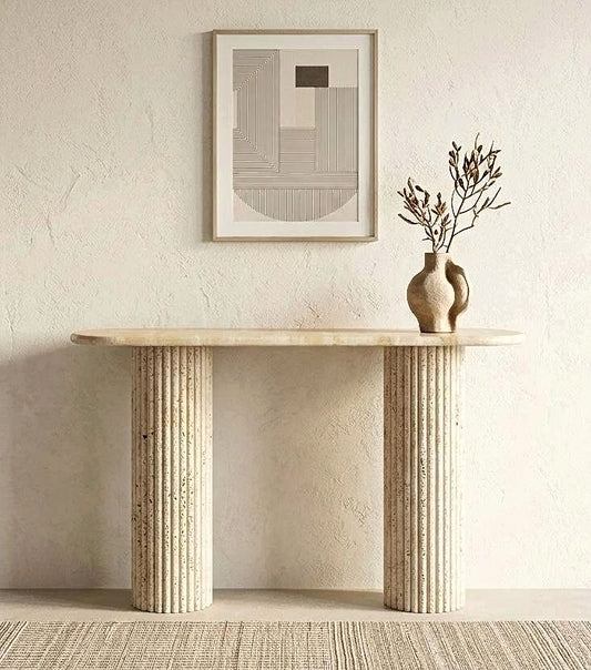 Natural Unfilled Travertine Console Table