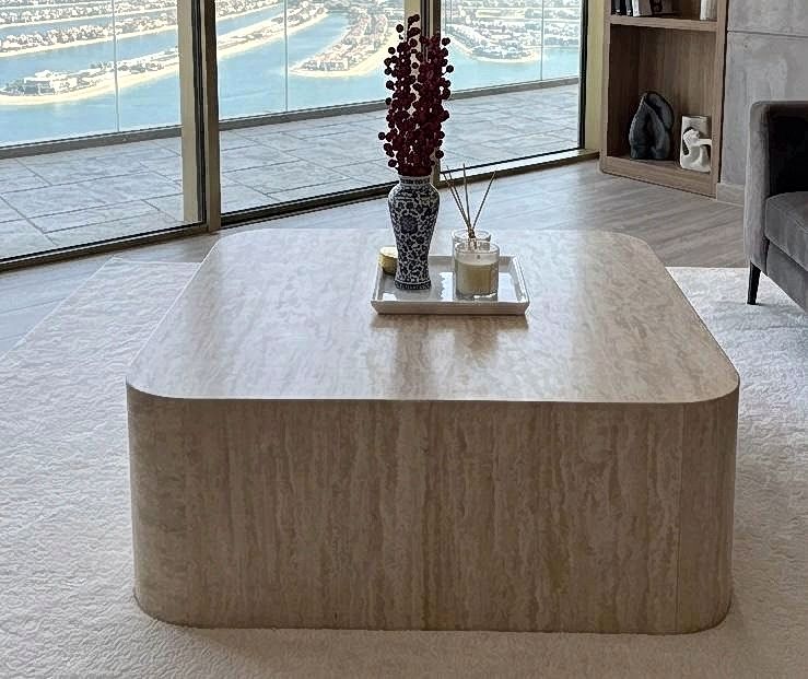Travertine Filled Square Coffee Table