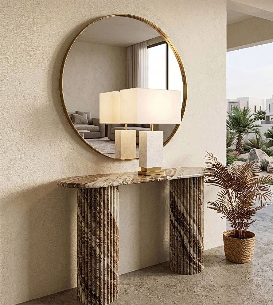 Black Travertine Console Table