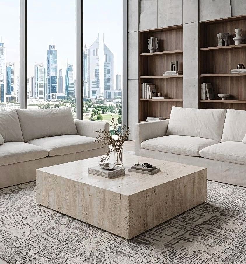 Unfilled Travertine Cube Coffee Table