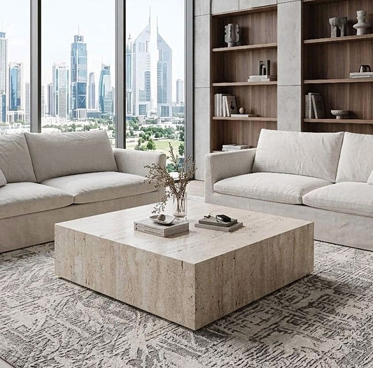Unfilled Travertine Cube Coffee Table
