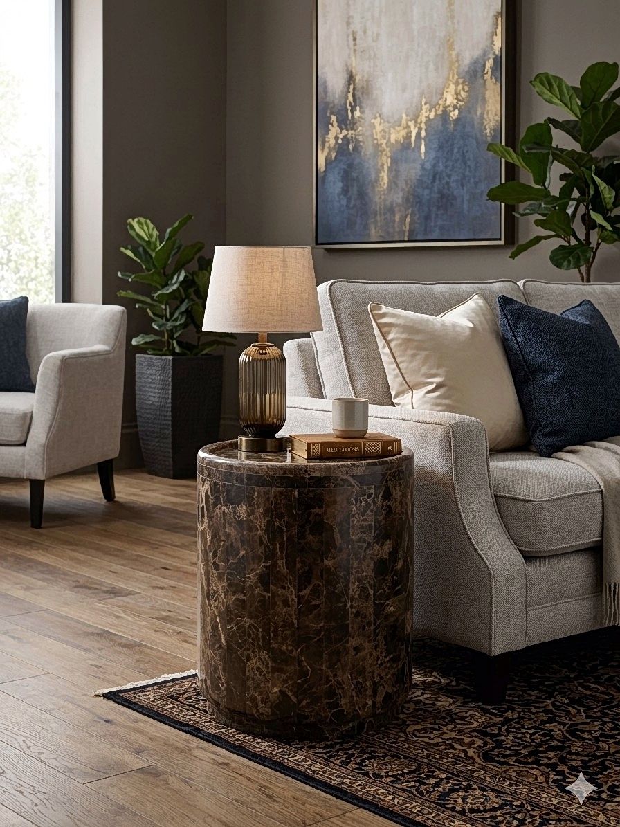 Dark Emprador Marble Side Table