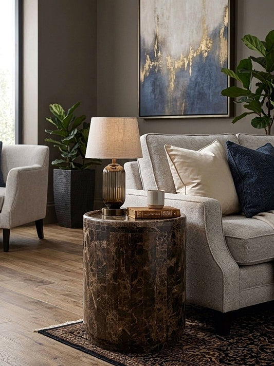 Dark Emprador Marble Side Table