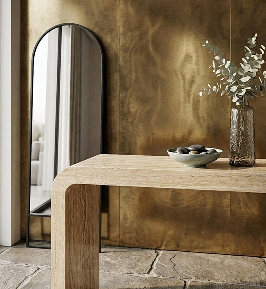 Polished Travertine Console Table