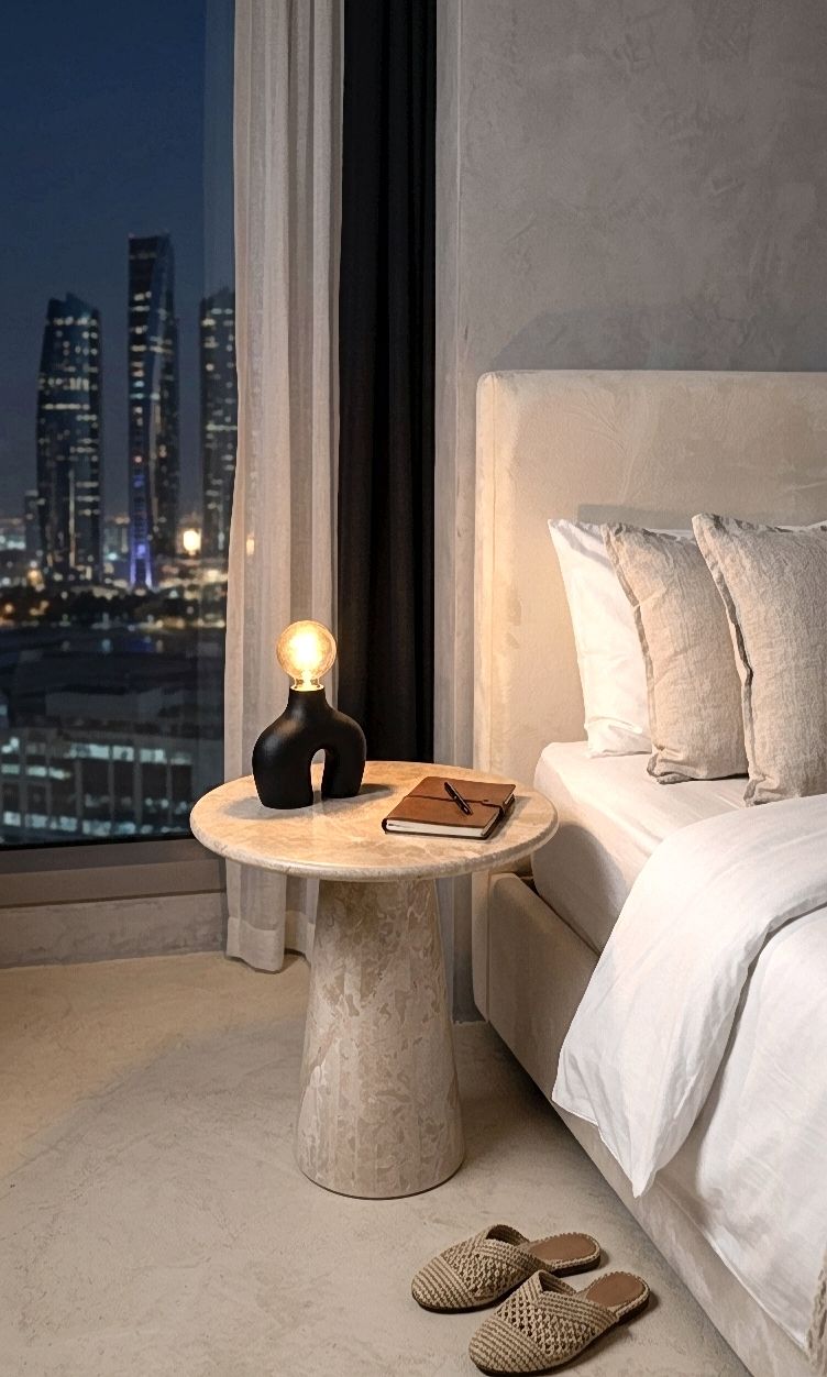 Omani Beige Marble Side Table