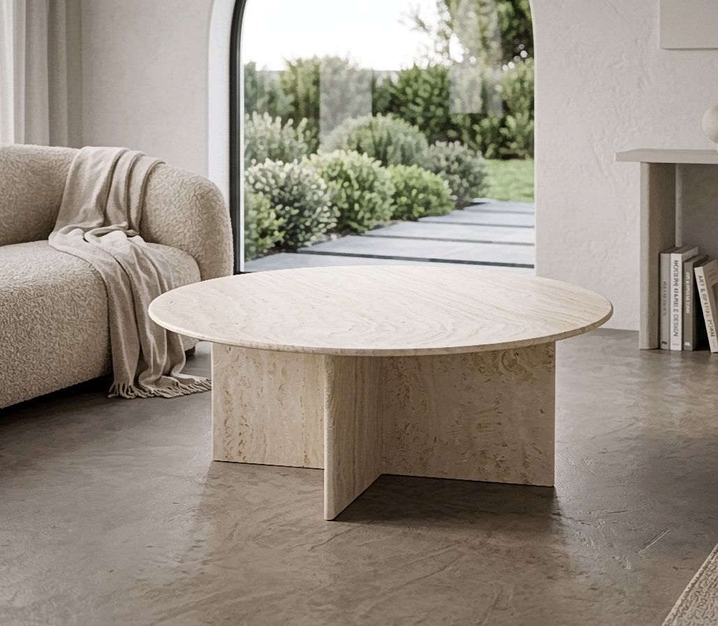Travertine Beige Marble Coffee Table