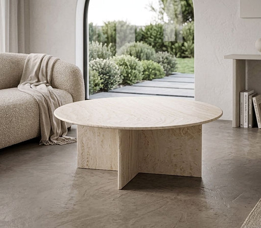 Travertine Beige Marble Coffee Table