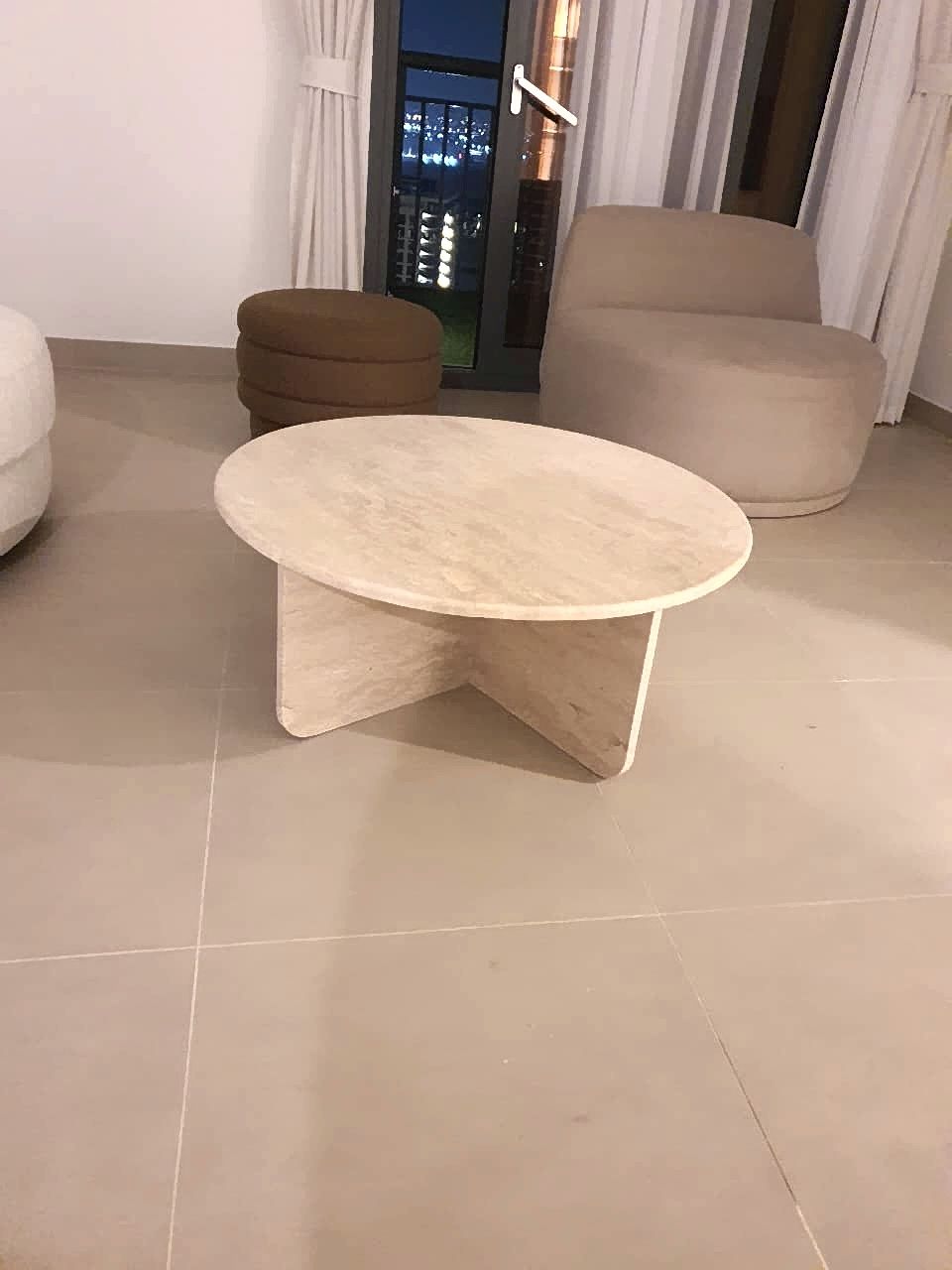 Travertine Beige Marble Coffee Table
