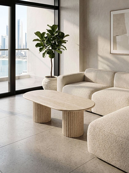 Travertine Beige Coffee Table