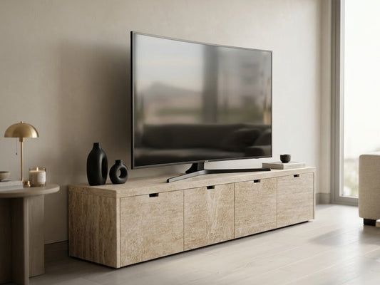 Natural Travertine TV Unit With Drawers