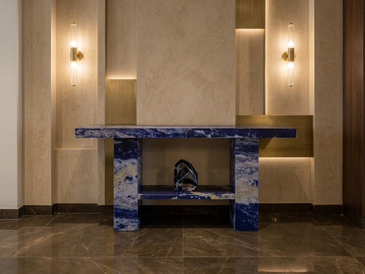 Blue Quartz Console Table Matte Finish