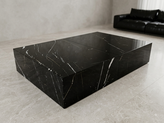Natural Black Marqina Marble Rectangular Coffee Table