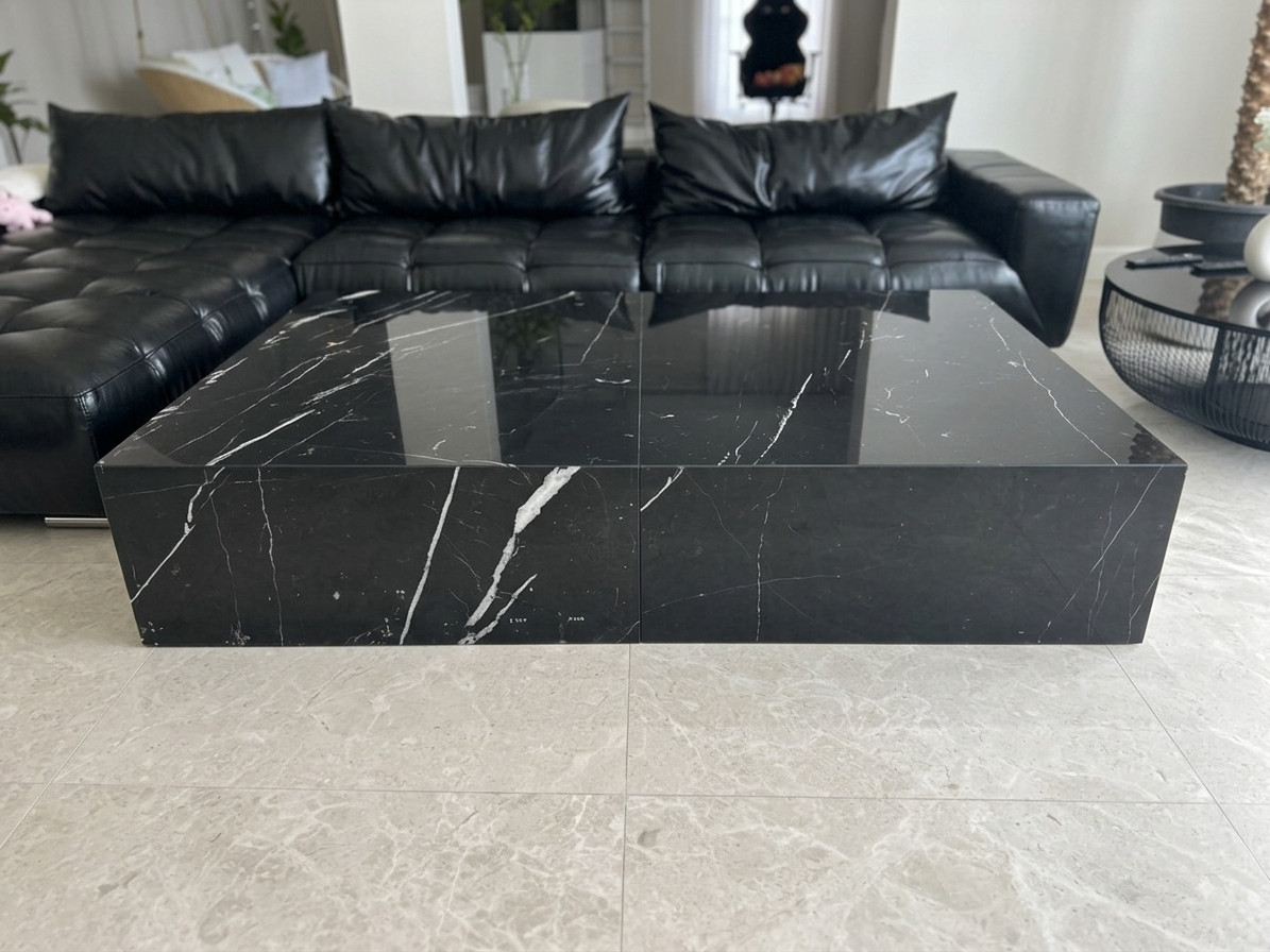 Natural Black Marqina Marble Rectangular Coffee Table