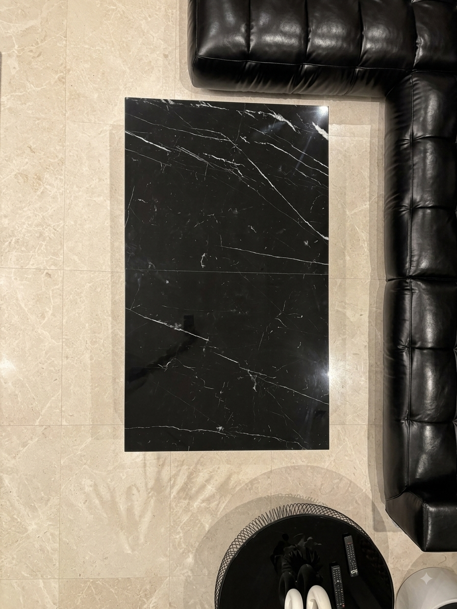 Natural Black Marqina Marble Rectangular Coffee Table